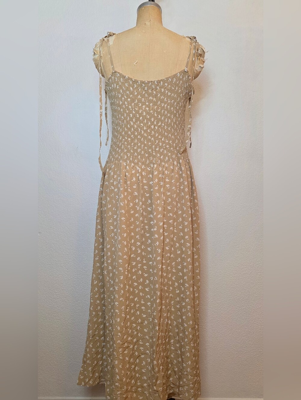 REBECCA TAYLOR Tan Silk Emmy Sleeveless Floral Maxi Dress - Picture 9 of 11